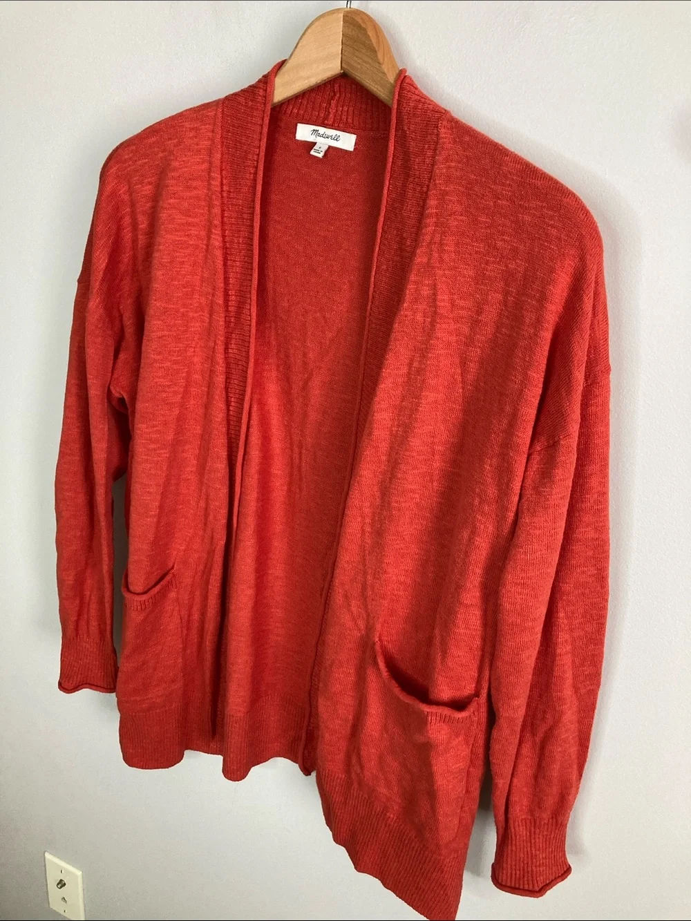 Madewell Bradley Open-Front Burnt Orange Cardigan, Women’s Size Small